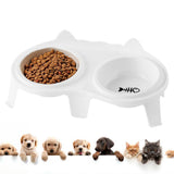 Cat Food And Water Bowl Set Ceramic Pet Bowl Set Elevated Tilted Bowl With Stand Indoor Cat Dishes Bowl With Hook Design Water